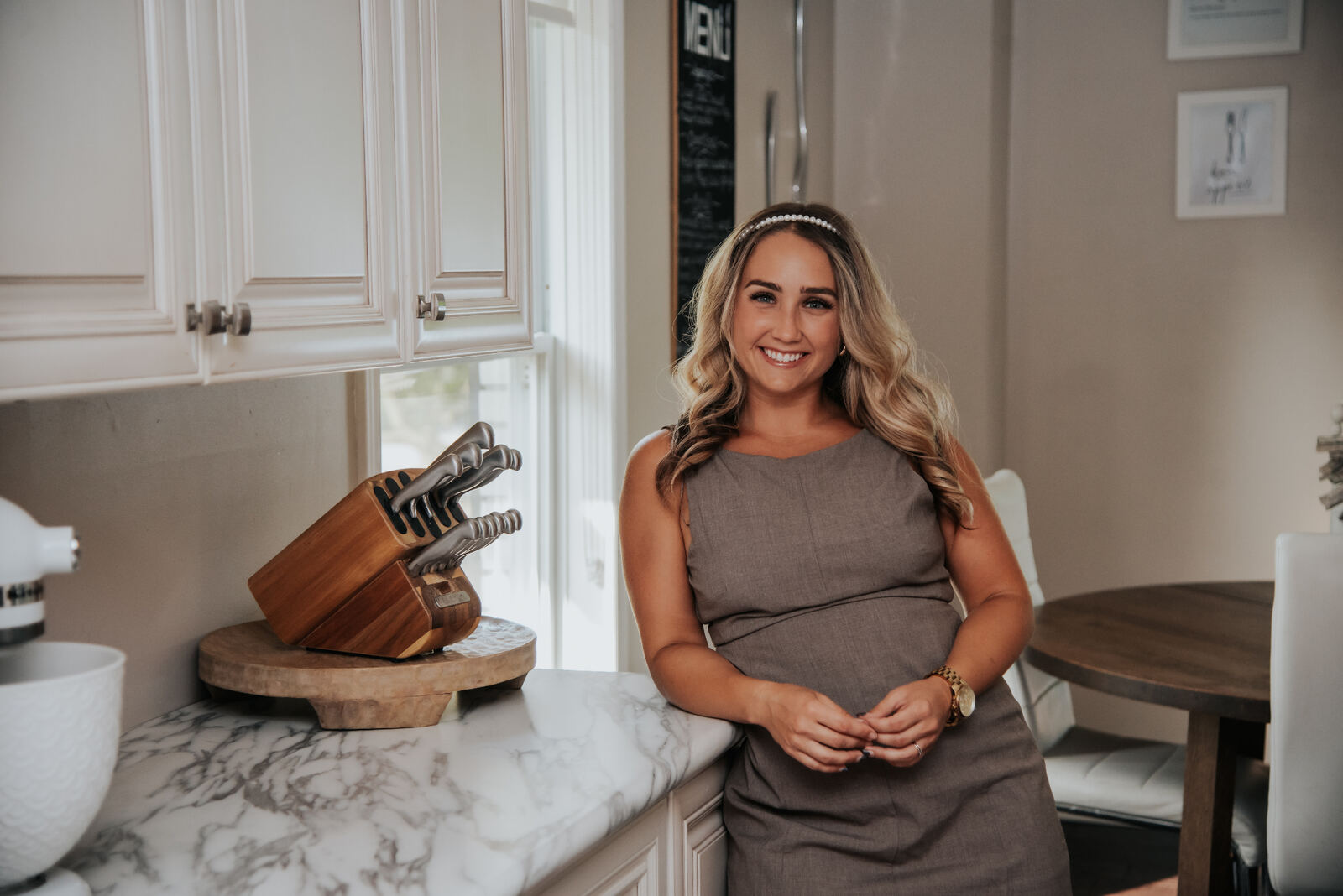 Danielle at her kitchen table